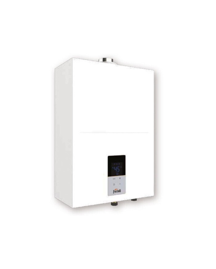 Scaldabagno a Gas Ferroli KONA 17 litri camera stagna completo di kit fumi low NOx Metano Scaldabagno a Gas Ferroli KONA 17 litri camera stagna completo di kit fumi low NOx Metano