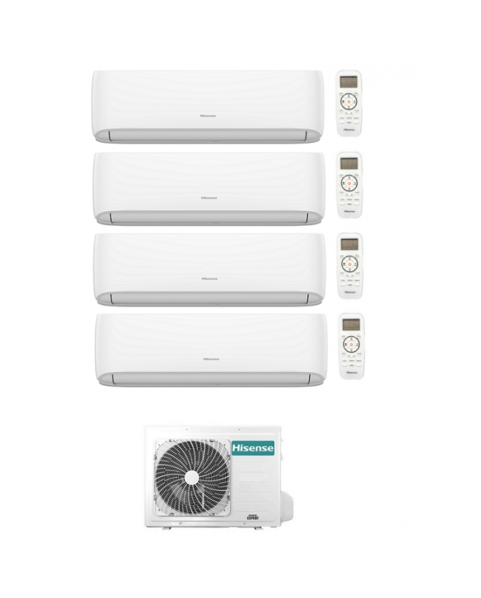 Condizionatore Quadri Split Hisense Hi-Comfort 9+9+12+12 con 4AMW81U4RJC R-32 Wi-Fi Integrato Condizionatore Quadri Split Hisense Hi-Comfort 9+9+12+12 con 4AMW81U4RJC R-32 Wi-Fi Integrato