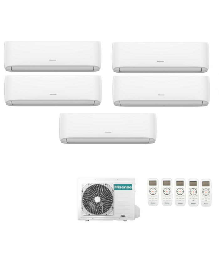 Condizionatore Penta Split Hisense Hi-Comfort 9+9+9+9+9 con 5AMW125U4RTA R-32 Wi-Fi Integrato Condizionatore Penta Split Hisense Hi-Comfort 9+9+9+9+9 con 5AMW125U4RTA R-32 Wi-Fi Integrato