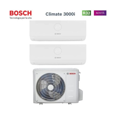 Climatizzatore Condizionatore Bosch Dual Split Inverter serie CLIMATE 3000i 7+7 con CL5000M 53/2 E R-32 Wi-Fi Optional 7000+7000 Climatizzatore Condizionatore Bosch Dual Split Inverter serie CLIMATE 3000i 7+7 con CL5000M 53/2 E R-32 Wi-Fi Optional 7000+7000